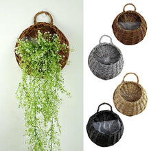 Load image into Gallery viewer, Garden Wall-mounted Flower Basket Large Size Handmade Rattan flower Basket Rustic Wicker Flowerpot Birds Nest Hanging pot
